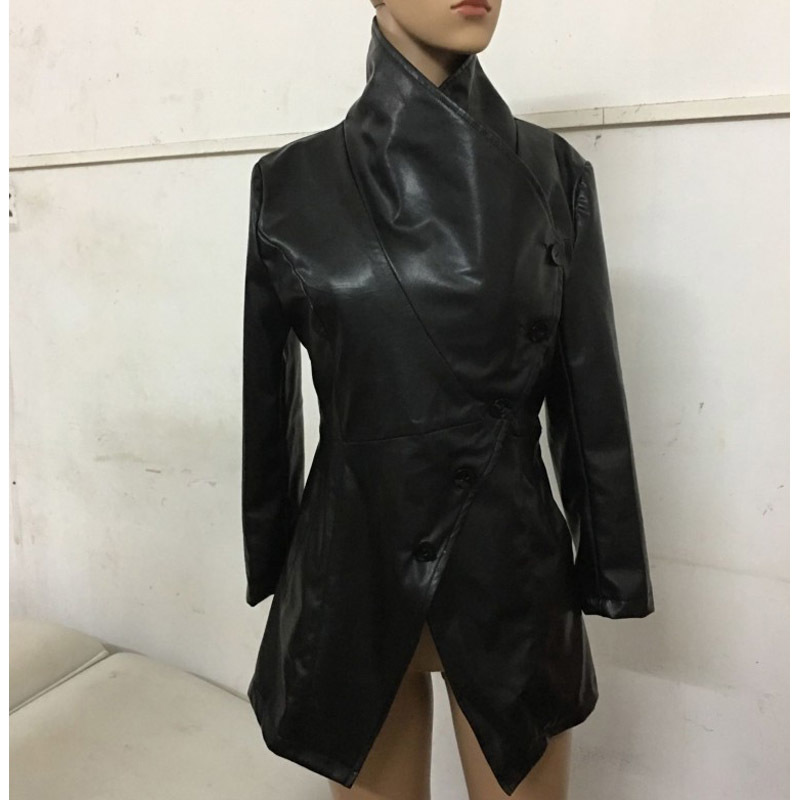 Women's Autumn Gothic Black Faux Leather Jacket Coat Fashion Winter Outerwear Plus Size Spring Windbreaker Clothes 4XL 201226