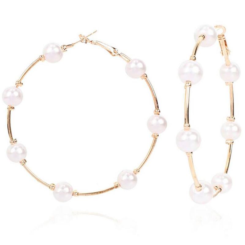 Gold Color Metal Imitation Pearl Hoop Earrings Fashion Big Circle Hoops Statement Earrings for Women Party Jewelry
Gold Color Metal Imitation Pearl Hoop Earrings Fashion Big Circle Hoops Statement Earrings for Women Party Jewelry