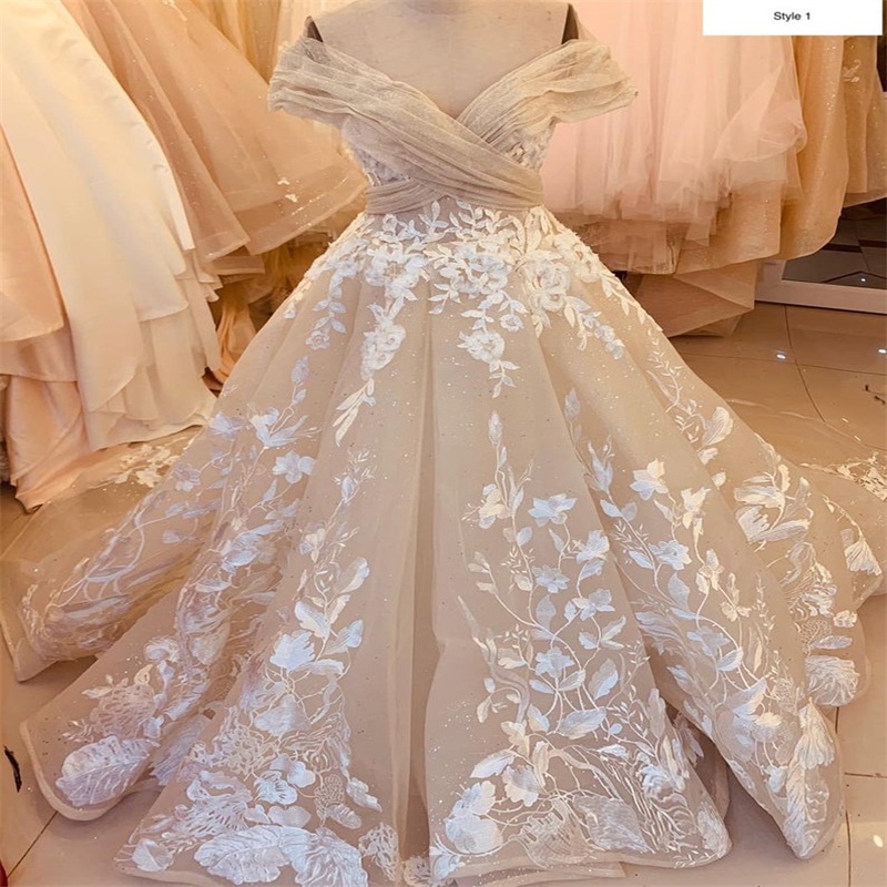 Floral Beach Wedding Dresses A Line Sexy Off Shoulder Cheap Custom Made Lace Applique Bohemian Bridal Gowns Robe De Mariée