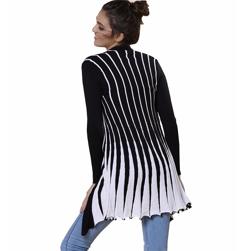 Large size women's Autumn knitted cardigan Sweater shawl Large size women Striped Long style Cardigan sweaters coat Female 201031