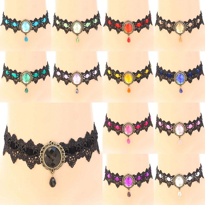 Chokers Linsoir Retro Punk Crystal Gem Pendants Necklace Lace Tattoo Choker For Women Gothic Chocker Collier Femme F6115
Chokers Linsoir Retro Punk Crystal Gem Pendants Necklace Lace Tattoo Choker For Women Gothic Chocker Collier Femme F6115