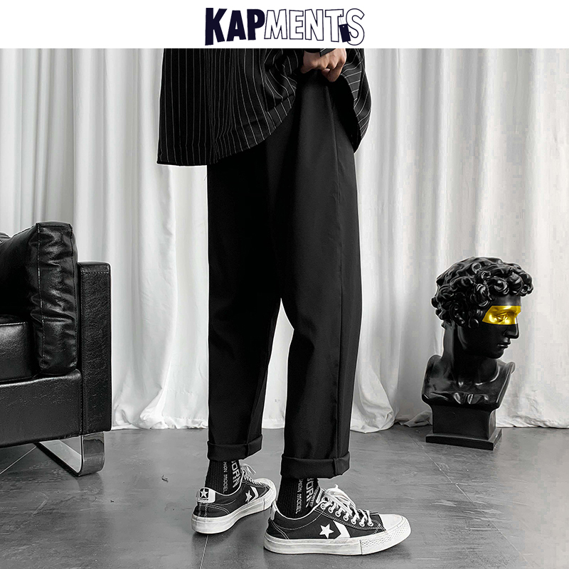 KAPMENTS Men Korean Casual Harem Pants Mens Japanese Streetwear High Waist Trousers Fashions Loose Straight Pants Plus Size 201109