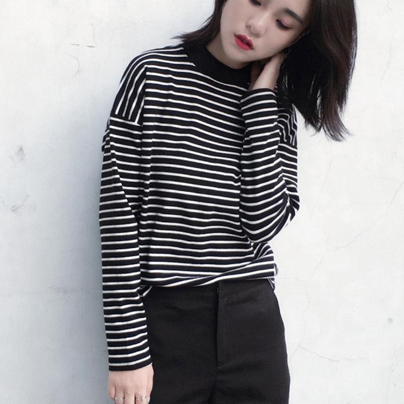 2021 Autumn Women T Shirt Fashion Clothing Lady O Neck T-Shirt Causal Black White Strip Long Sleeve Top For Female, White 1
2021 Autumn Women T Shirt Fashion Clothing Lady O Neck T-Shirt Causal Black White Strip Long Sleeve Top For Female, White 1
