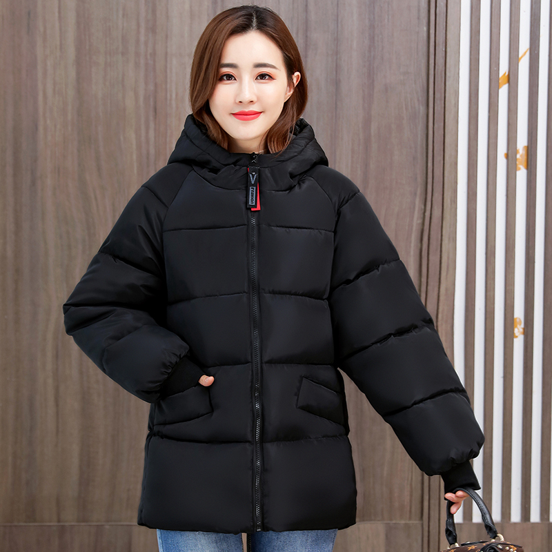 Plus Size Winter Coat Hooded Casual Loose Winter Cotton Jacket Women Yellow Puffer Jacket Oversize Winter Clothes Women Outwear 201019
