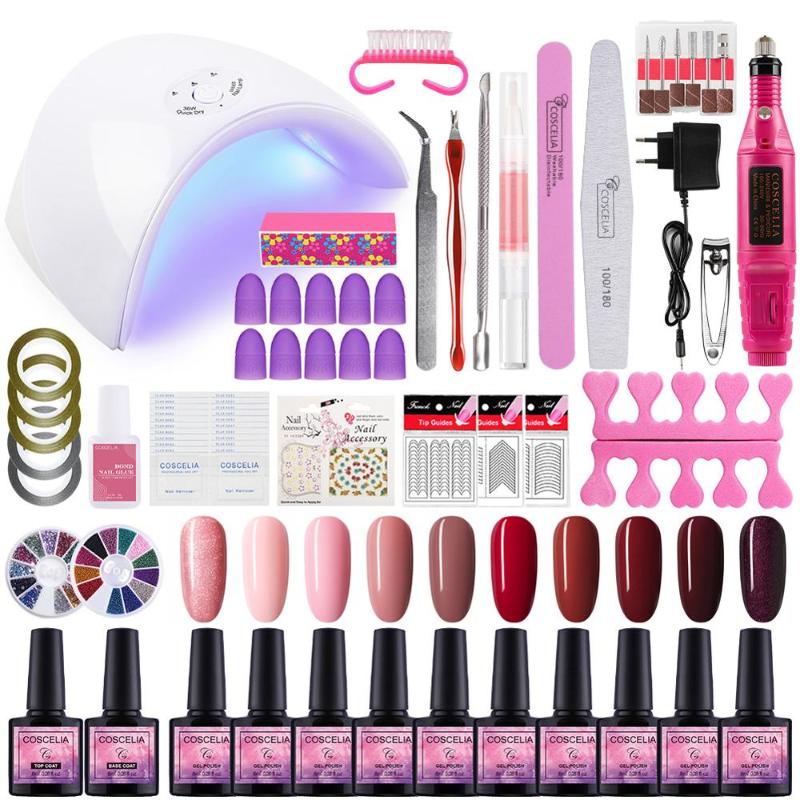 COSCELIA Nail Gel Set With Top Base 36W LED Lamp Electric Nail Drill Glitter All For Manicure Tools Polish Kit
COSCELIA Nail Gel Set With Top Base 36W LED Lamp Electric Nail Drill Glitter All For Manicure Tools Polish Kit