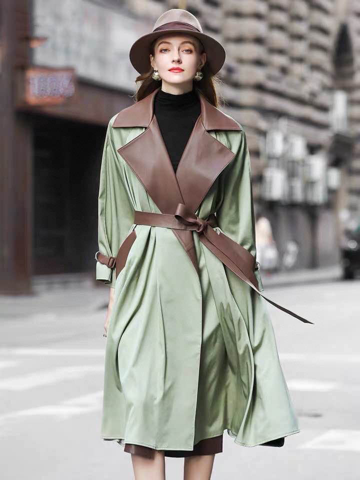 2021 Winter New Female Fashion Cuts Long Royal Leather Jacket Women's Belt 4ir2, The photo 
2021 Winter New Female Fashion Cuts Long Royal Leather Jacket Women's Belt 4ir2, The photo