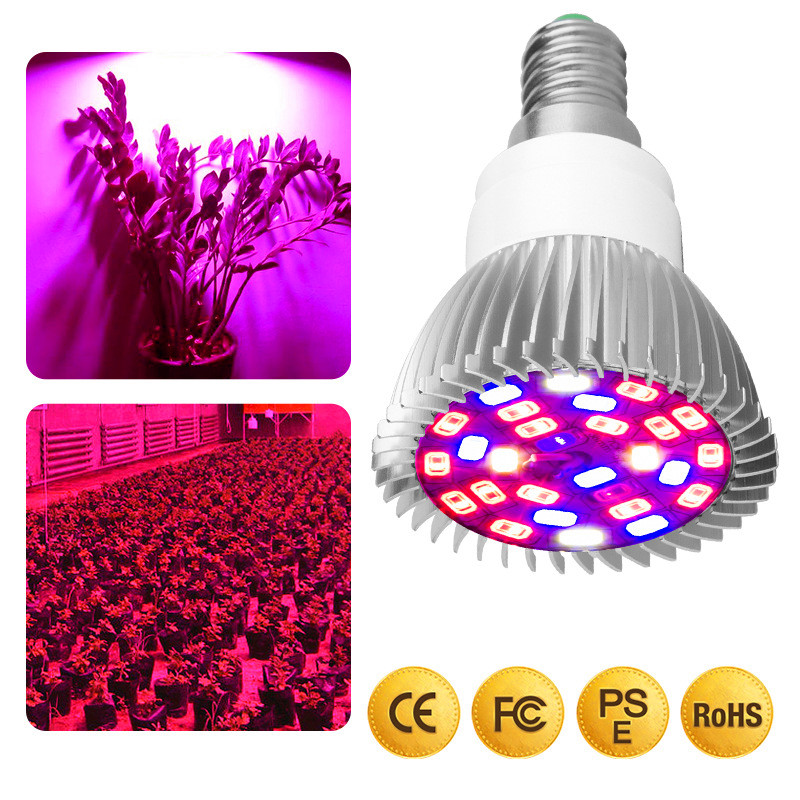 Lampes PHYTO SPECTRUM E27 LED Lampe de plante Cultiver la lampe E14 LED pour plantes 18W 28W fitolampy Greenhouse tente ampoules