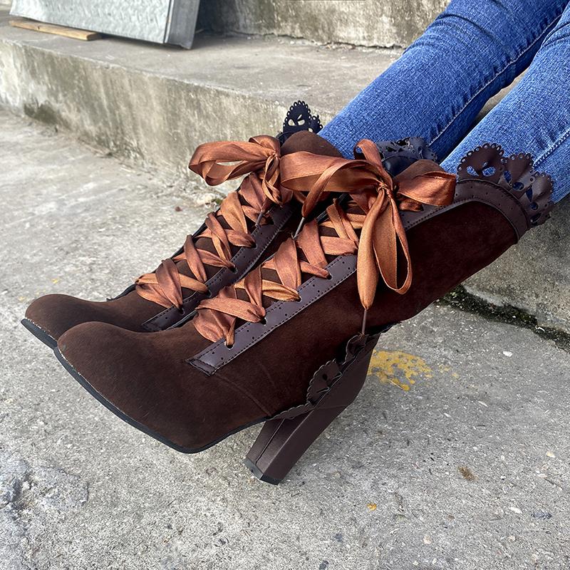 Rome Style Women Mid Calf Boots PU Autumn Lace Patchwork Round Toe Female Lace Up Female Fashion Shoes, Brown
Rome Style Women Mid Calf Boots PU Autumn Lace Patchwork Round Toe Female Lace Up Female Fashion Shoes, Brown