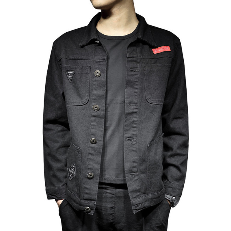 Solid Casual Slim Mens Denim Jacket Plus Size 5XL Bomber Black Jacket Men High Quality Cowboy Men's Jean Jacket Chaqueta Hombre T200502