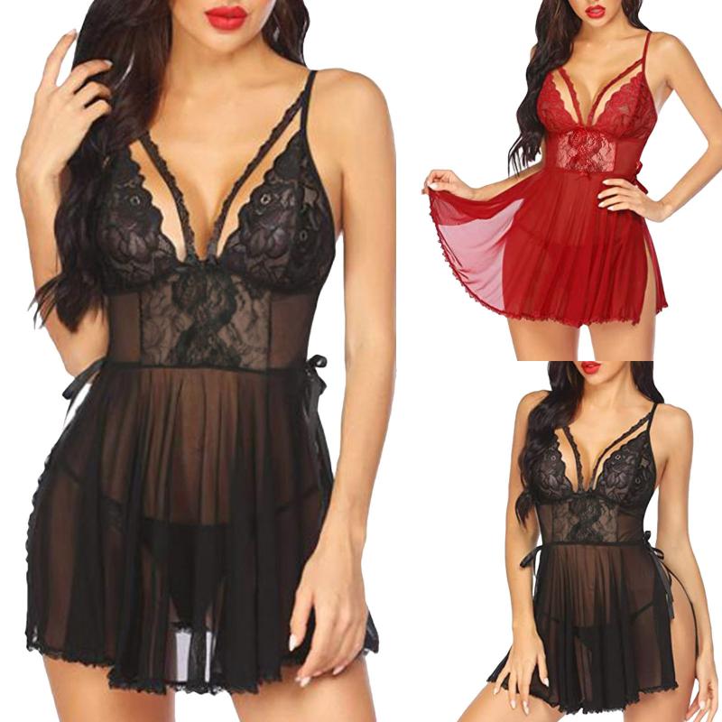 pyjamas pour femmes Women Sexy Solid Color Suspender Dress Nightdress Lingerie Thong Nightdress pizama dla kobiet, Bk
pyjamas pour femmes Women Sexy Solid Color Suspender Dress Nightdress Lingerie Thong Nightdress pizama dla kobiet, Bk