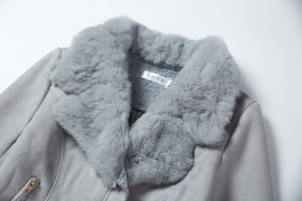 Real Pos Winter Clothe Suede Coat Short Jacket Fur Collar Zipper Thick Slim Outwear chaqueta mujer C91195 201017