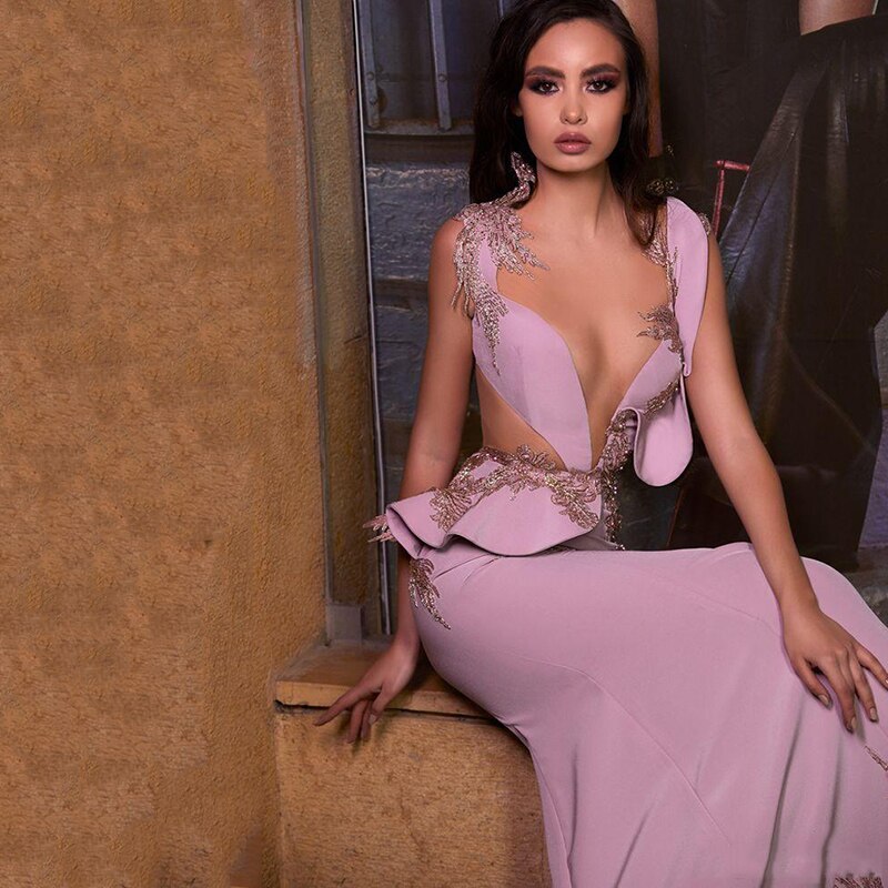 Sexy Illusion Mermaid Formal Prom Dresses Beads Appliqued Evening Dresses Ruched Satin Custom Made Sweep Train Formal Pageant Gown