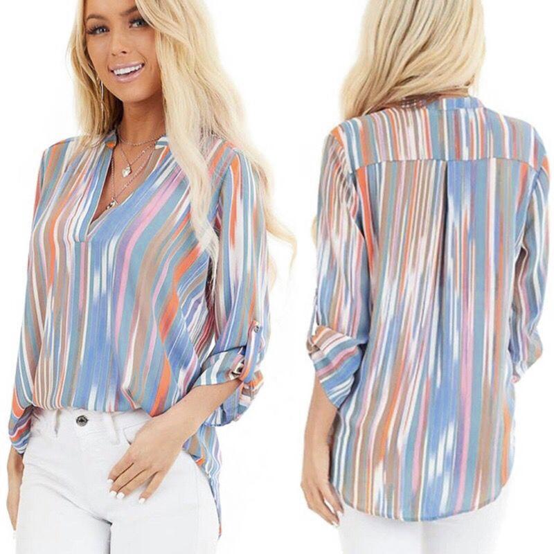 40#Women Tie-Dye Stripe Printing V-Neck Blouse Tops Fashion Long Sleeve Elegant Tops Casual Brief Autumn Daily Pullover Shirts, Blue
40#Women Tie-Dye Stripe Printing V-Neck Blouse Tops Fashion Long Sleeve Elegant Tops Casual Brief Autumn Daily Pullover Shirts, Blue