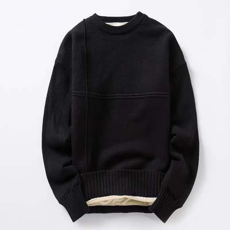 Eachin Cotton Knitted Sweater Men Autumn Winter Fashion Solid Wool Liner Pullovers Mens O-neck Thick Oversized Sweaters 201022
