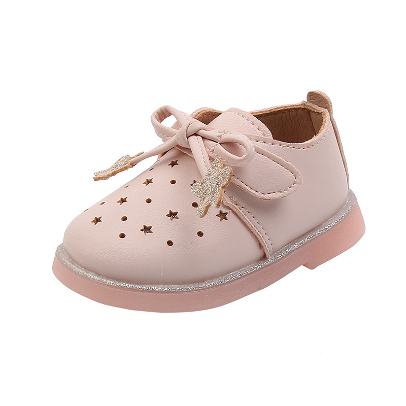 Toddler Girl Shoes Fashionable Cut-out Baby Girl PU Leather Shoes Cute Star Baby Dress Shoes Newborn for Girls Footwear LJ201104
