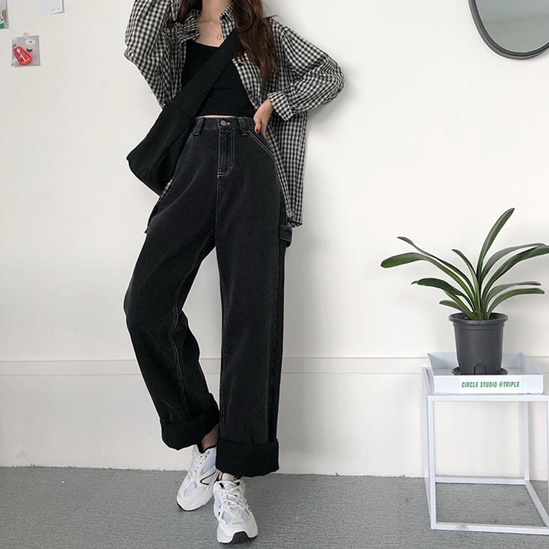 High Waist Black Gray Jeans Women Fashion Ins Straight Jean for Womans Casual Denim Pants Streetwear White Lines Mom Jeans 2020
High Waist Black Gray Jeans Women Fashion Ins Straight Jean for Womans Casual Denim Pants Streetwear White Lines Mom Jeans 2020
