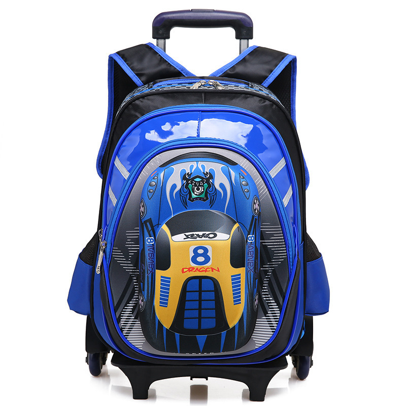 3D School Bags On wheels Trolley wheeled kids Rolling backpacks for boy Children Travel bag 201117