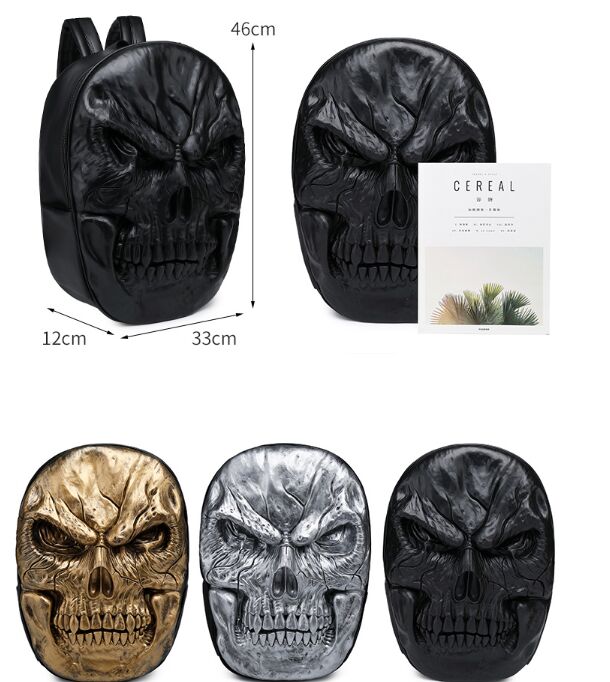3D Embossed Skull Men Backpack bags Originality man Bag whimsical Fashion Cool Rock Laptop Schoolbag travel computer bag