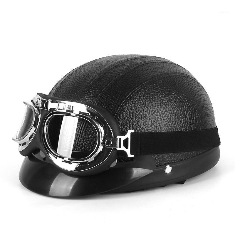 Mini Motocycle Helmet Retro PU Casque with Goggles Visors Protection Moto Bike Crash Helmet Summer Half Motocross Casco1, Black red
Mini Motocycle Helmet Retro PU Casque with Goggles Visors Protection Moto Bike Crash Helmet Summer Half Motocross Casco1, Black red