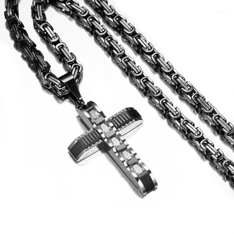 Chains Men's Stainless Steel Silver Color&Black Byzanine Chain Cross Jesus Crucifix Pendant Necklace 18-40" Fashion Crystal Jewelr
Chains Men's Stainless Steel Silver Color&Black Byzanine Chain Cross Jesus Crucifix Pendant Necklace 18-40" Fashion Crystal Jewelr