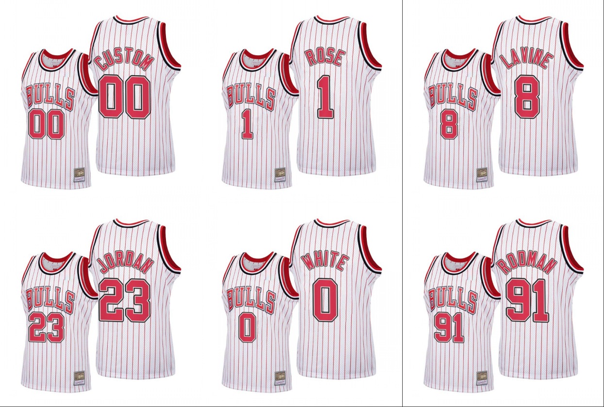 Chicago Bulls Men Dennis Rodman Michael Jor dan Derrick Rose Zach LaVine Coby White 2020 Reload Classic White Custom Jersey, Black
Chicago Bulls Men Dennis Rodman Michael Jor dan Derrick Rose Zach LaVine Coby White 2020 Reload Classic White Custom Jersey, Black