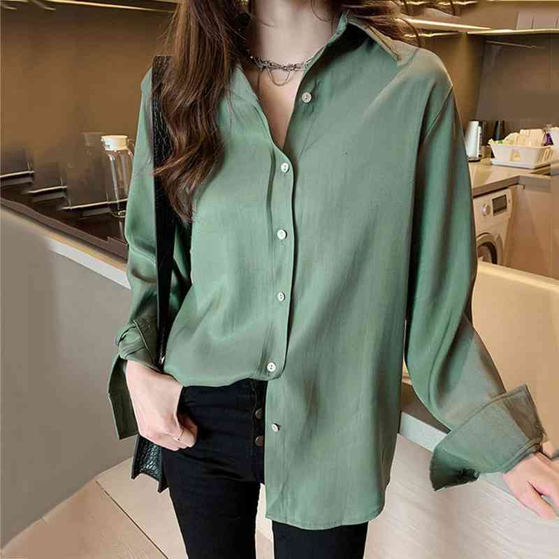Fashion Women Blouse Solid Color Turn-down Neck Long Sleeve Button Up Loose Top Ladies Shirt Blouse Woman Clothing, White
Fashion Women Blouse Solid Color Turn-down Neck Long Sleeve Button Up Loose Top Ladies Shirt Blouse Woman Clothing, White
