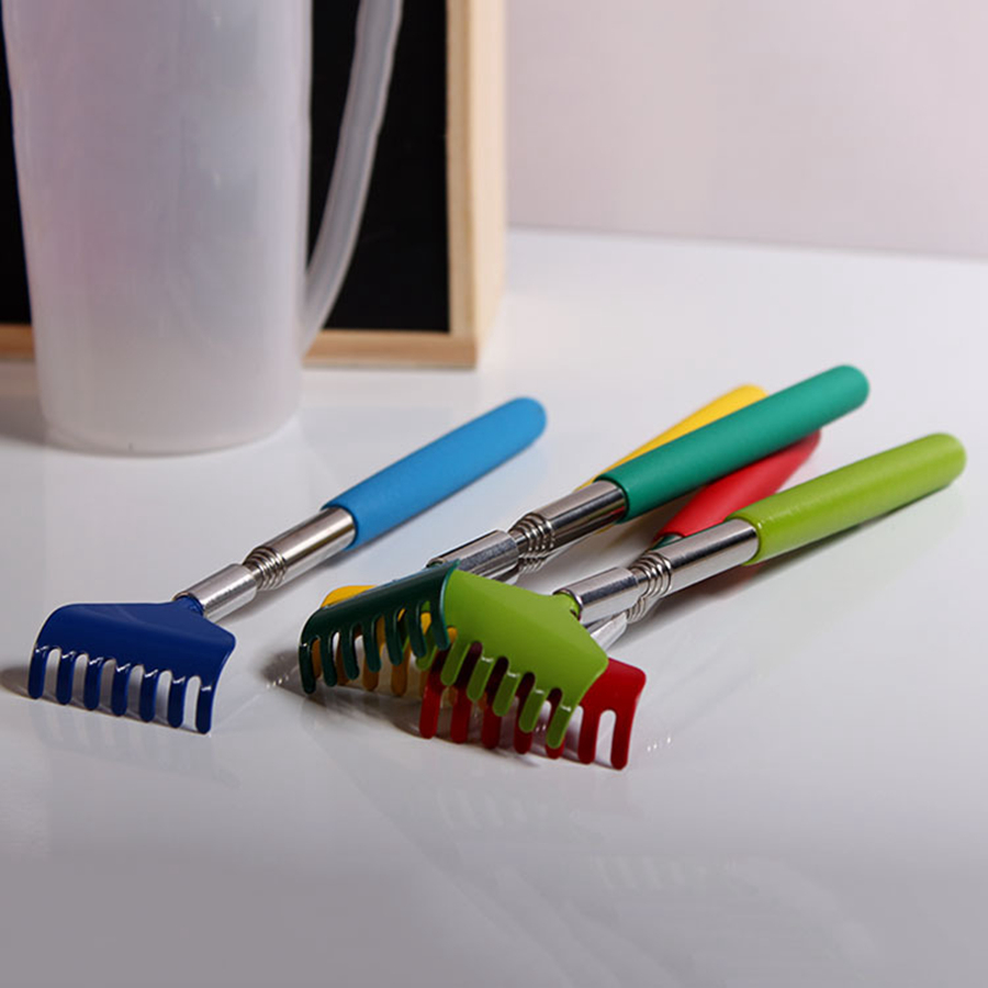Stainless Steel Back Scratcher Telescopic Portable Adjustable Size Extend Itch Scratch Tool With Soft Grip Wholesale