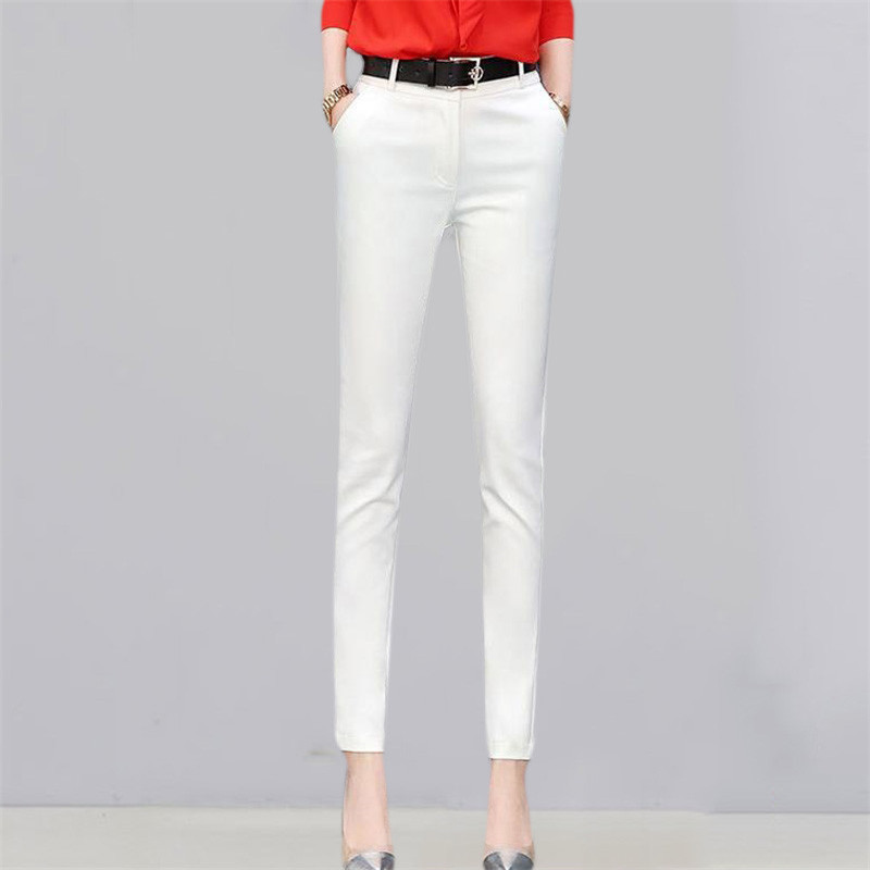 Women Slim Elastic 95 Cotton pencil pants Autumn Casual office wear Elegant Business leggings Female trousers Suit 201109