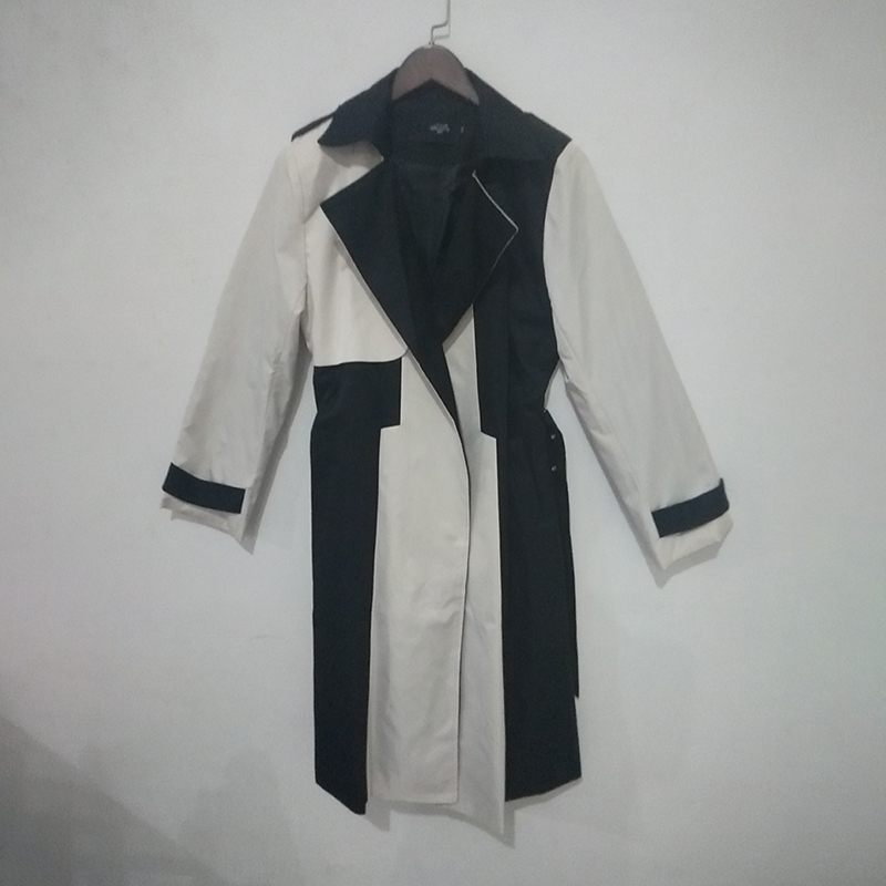 DEAT Woolen Coat Women Long Length With Sashes Slim Lapel Collar Hit Color High Street Slim Autumn Fashion AM617 201221