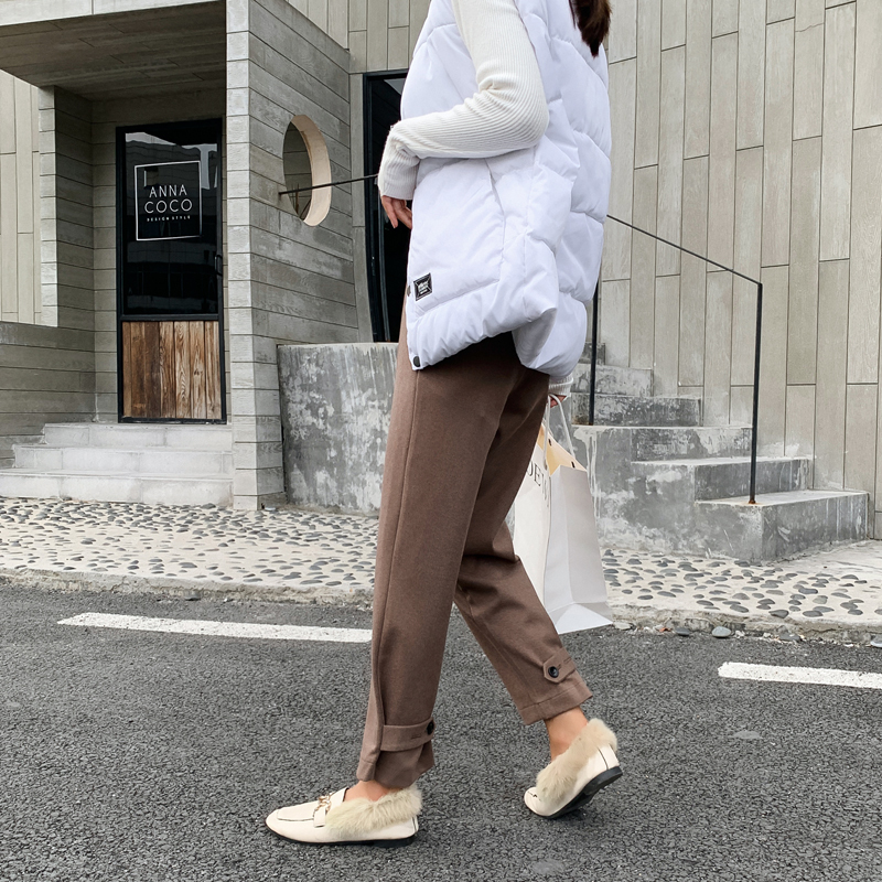 Autumn and Winter Loose Pants High Waist Broad Legs Straight Ankle-length Plus Size Pants Harem Pants Trousers 6997 50 201228