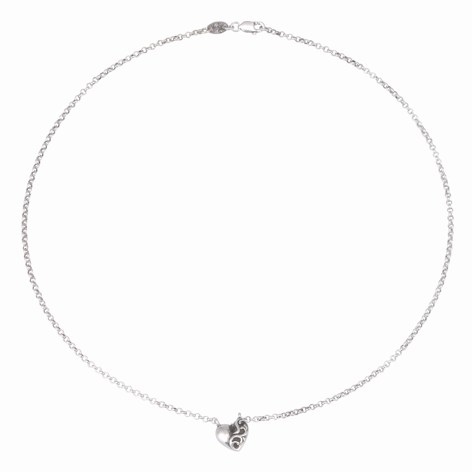 Vintage style 925 sterling silver designer jewelry American European handmade antique silver heart pendant necklace with link chain