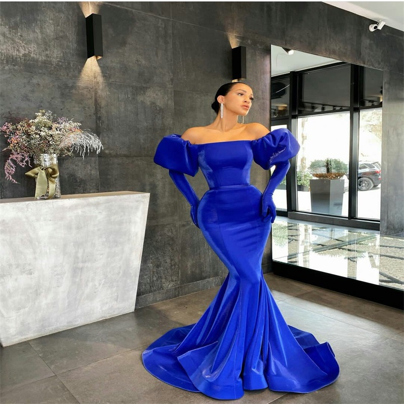 Mermaid Prom Dresses With Detachable Sleeves Bateau Taffeta Evening Dress Party Gowns Sweep Train Custom Made Special Evening Dresses