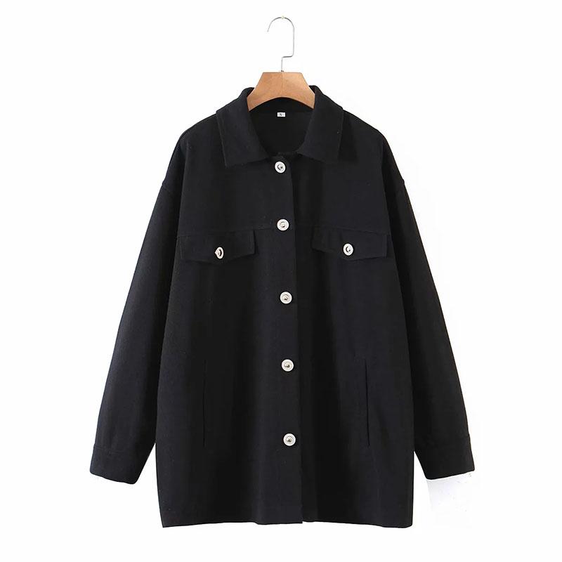 Women New Fashion Simplicity Black Chest Pocket Decoration Jacket Female Single-Breasted Lapel Long Sleeve Coat Chic Top
Women New Fashion Simplicity Black Chest Pocket Decoration Jacket Female Single-Breasted Lapel Long Sleeve Coat Chic Top