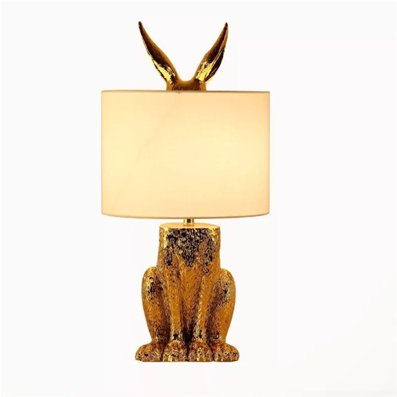 

Table Lamps Promotion AC 110V Table-Lamp Fabric Lampshade Lights Lamp Golden Animal Design Simple Reading Little Night Light Resin Desk Lighting