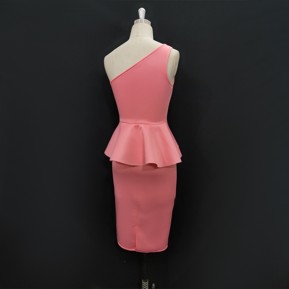 Sexy Bodycon Dress Ruffles Party One Shoulder with Appliques Flower Women Vestido African Sleeveless Event Celebrate Occassion T200604