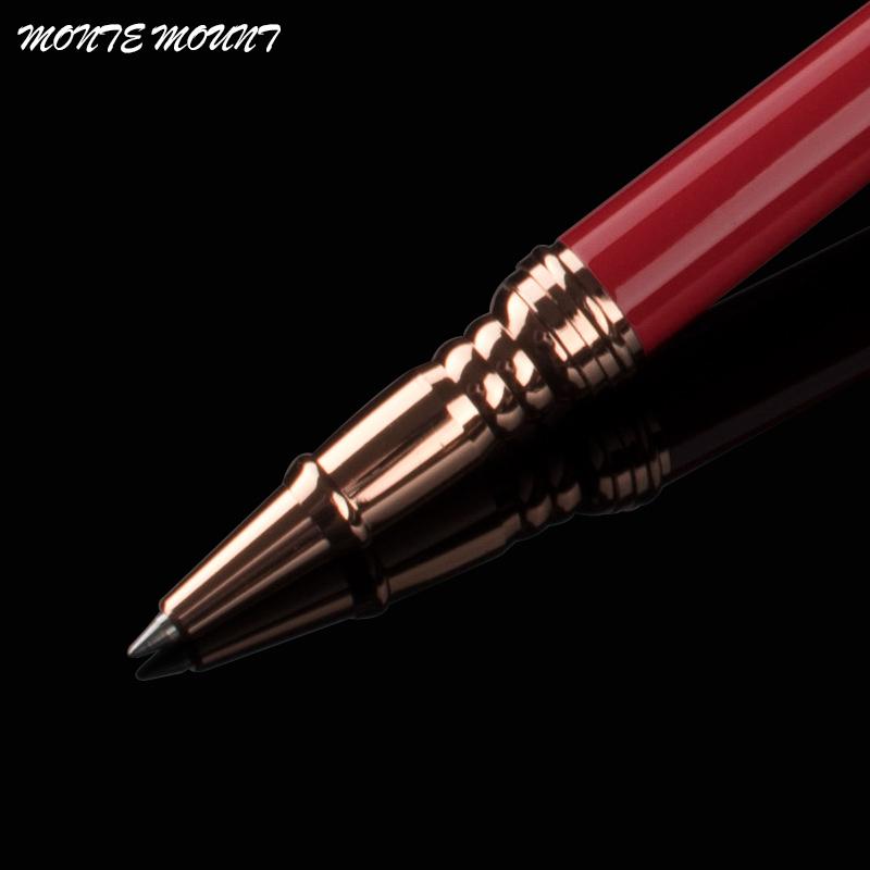 Smooth Writing metal Roller Ball Pen with fashion gift pen Executive good quality red with Rose Gold clip caneta Gel1