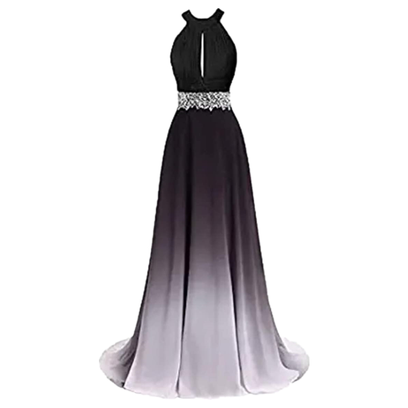 2021 Sexy Halter Gradient Prom Dresses With Long Chiffon Plus Size Ombre Evening Gowns Formal Party Gown QC1529
