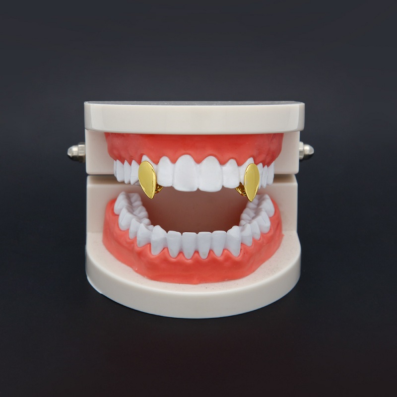 High Quality Vampire Teeth Grills For Mens Fashion Hip Hop Jewelry Single Dental Gold Grillz