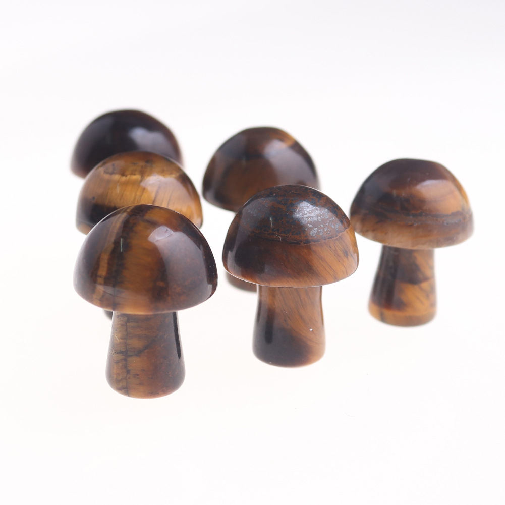 Mini Mushroom Statue Natural Stone Carved Decoration Rose Quartz Healing Crystal Gift Room Ornament Fish Tank Decor