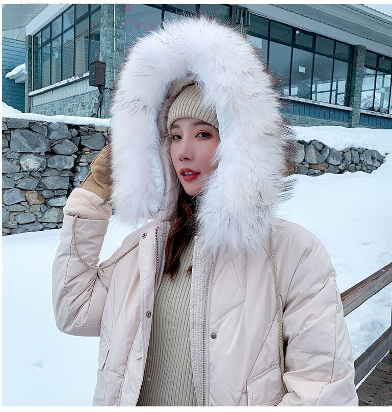 Winter coat ins super fire winter wear big hair collar down cotton-padded jacket women's long style versatile 201128