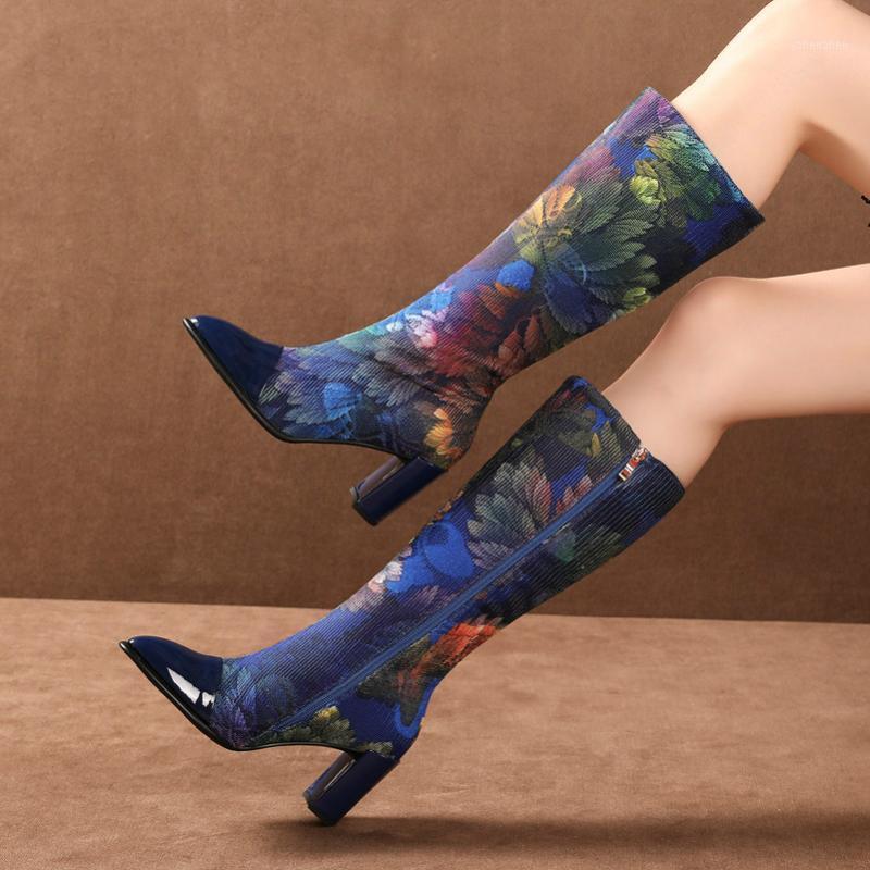 Winter Knee High Boots Women Genuine Leather Zip Block High Heel Tall Boots Silk Mixed Colors Pointed Toe Shoes Ladies1, Blue sheepskin linin
Winter Knee High Boots Women Genuine Leather Zip Block High Heel Tall Boots Silk Mixed Colors Pointed Toe Shoes Ladies1, Blue sheepskin linin