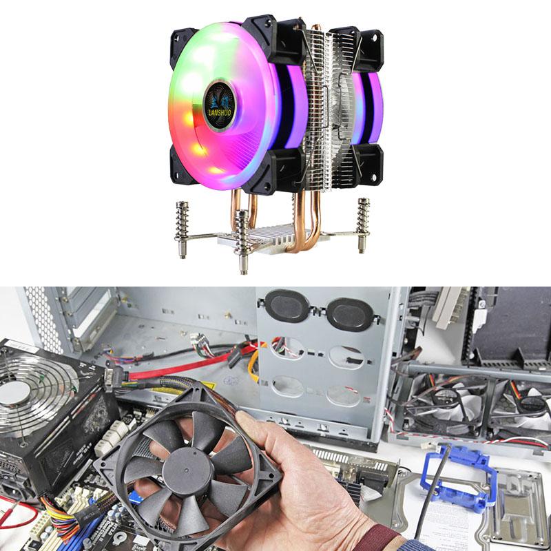 LANSHUO CPU Radiator Ultra Quiet Cooler Fan 2 Heat Pipes RGB CPU Cooler for LGA 2011 X79 X99 X299 (4Pin Dual Fan
LANSHUO CPU Radiator Ultra Quiet Cooler Fan 2 Heat Pipes RGB CPU Cooler for LGA 2011 X79 X99 X299 (4Pin Dual Fan