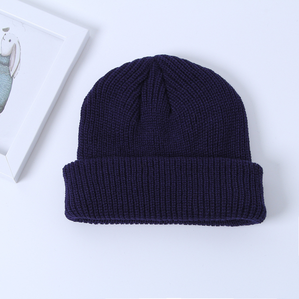 Unisex Winter Ried Knitted Cuffed Short Melon Cap street Solid Color Skull Retro Ski Fisherman Docker Beanie Hat Slouchy Z lu
