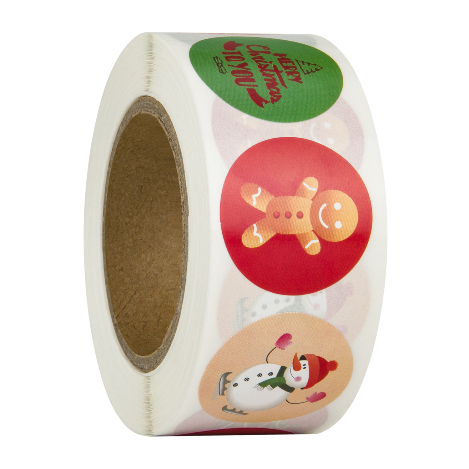 500 Sheets/Roll Round Labels Snowflake Santa Claus Packaging Sticker for Candy Bag Gift Box Packing Bag Christmas Decoration