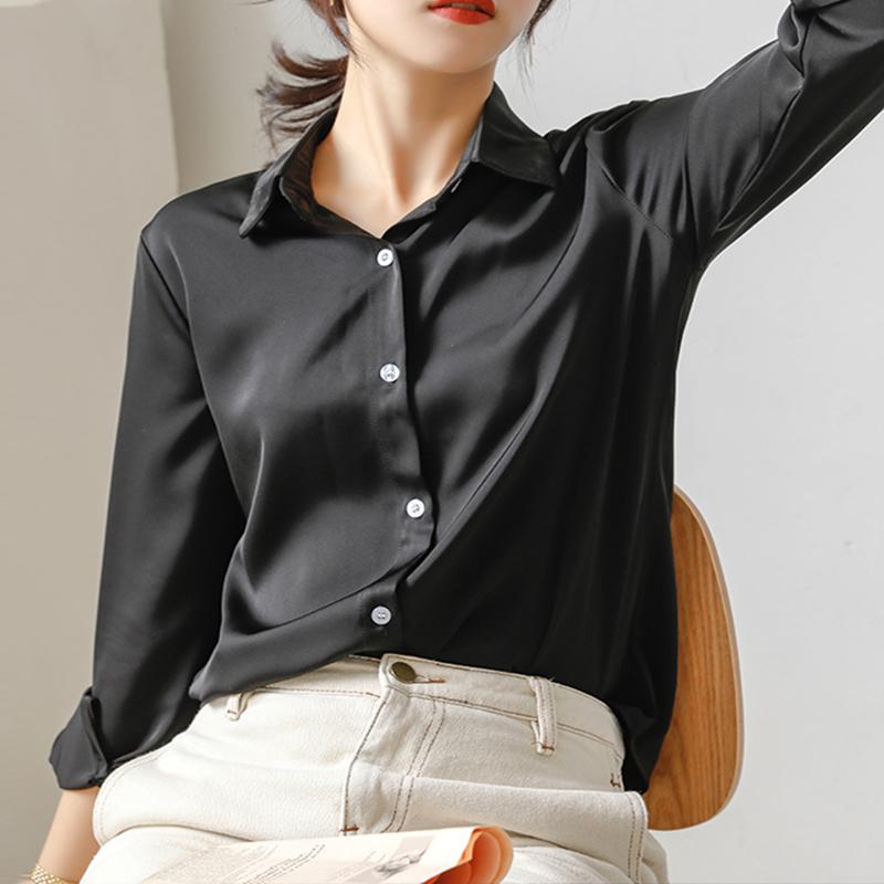 2020 Autumn Women Elegance V-Neck Solid Blouse Vintage Long Sleeve White Satin Shirt Office Lady Button Up Korean Tops T09623Z
2020 Autumn Women Elegance V-Neck Solid Blouse Vintage Long Sleeve White Satin Shirt Office Lady Button Up Korean Tops T09623Z
