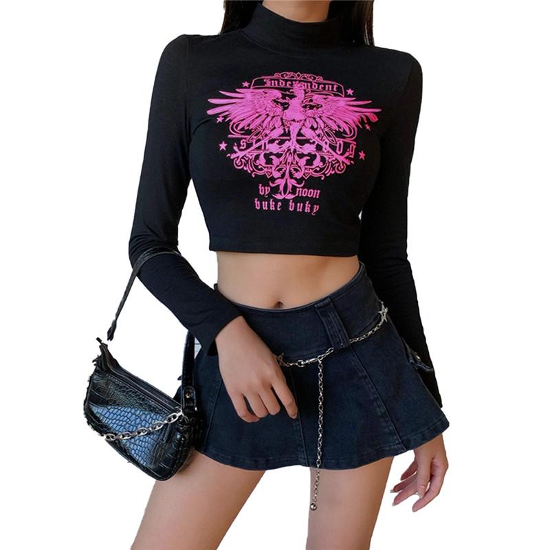 Women' Cropped Shirt Long-Sleeved Top Autumn Eagle Printed Wrapped Elastic Casual Party Round Neck Blouse Clothes, Black
Women' Cropped Shirt Long-Sleeved Top Autumn Eagle Printed Wrapped Elastic Casual Party Round Neck Blouse Clothes, Black
