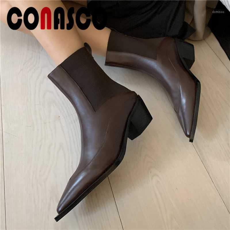 CONASCO Genuine Leather Women Ankle Boots 2020 Autumn Winter New Concise Pointed Toe Shoes Woman Thick Heels Casual Short Boots1, Black
CONASCO Genuine Leather Women Ankle Boots 2020 Autumn Winter New Concise Pointed Toe Shoes Woman Thick Heels Casual Short Boots1, Black