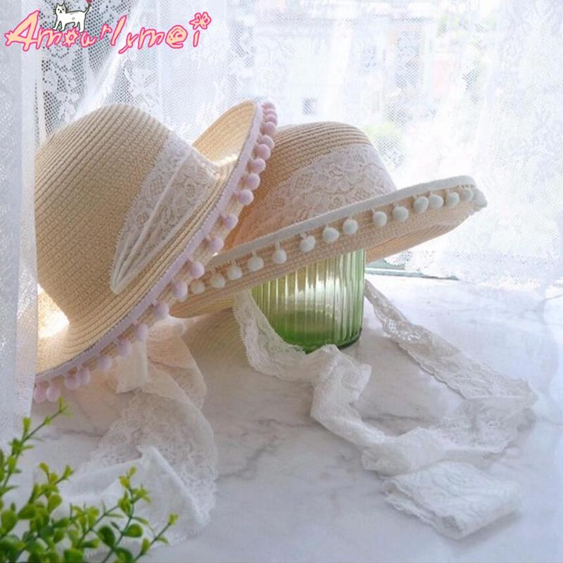 Wide Brim Hats Sun For Women Cute Japanese Style Mori Girl Lolita Sweet Lace Summer Beach Cap Female Straw Hat Chapeu De Praia, Green
Wide Brim Hats Sun For Women Cute Japanese Style Mori Girl Lolita Sweet Lace Summer Beach Cap Female Straw Hat Chapeu De Praia, Green