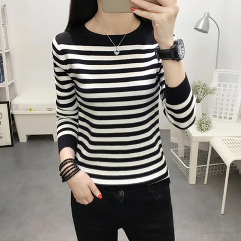 Knitwear women' spring and autumn 2020 new Korean version Loose Pullover sweater bottoming shirt striped long-sleeved sweater, Black
Knitwear women' spring and autumn 2020 new Korean version Loose Pullover sweater bottoming shirt striped long-sleeved sweater, Black