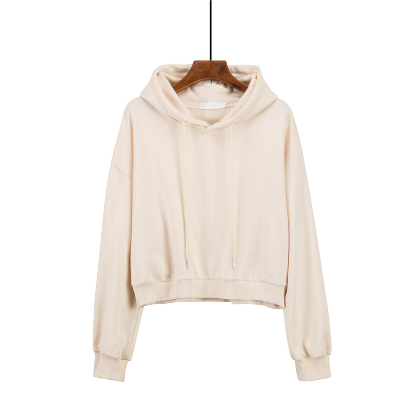 4 Solid Color Cropped Hoodie Women Autumn New Korean Chic Harajuku Sweatshirt Yellow Thin XS-L Womens Hooded Hoodies Loose 201008